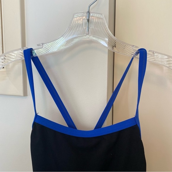 Black One Piece Speedo Swimsuit with Blue Trim - Picture 5 of 7